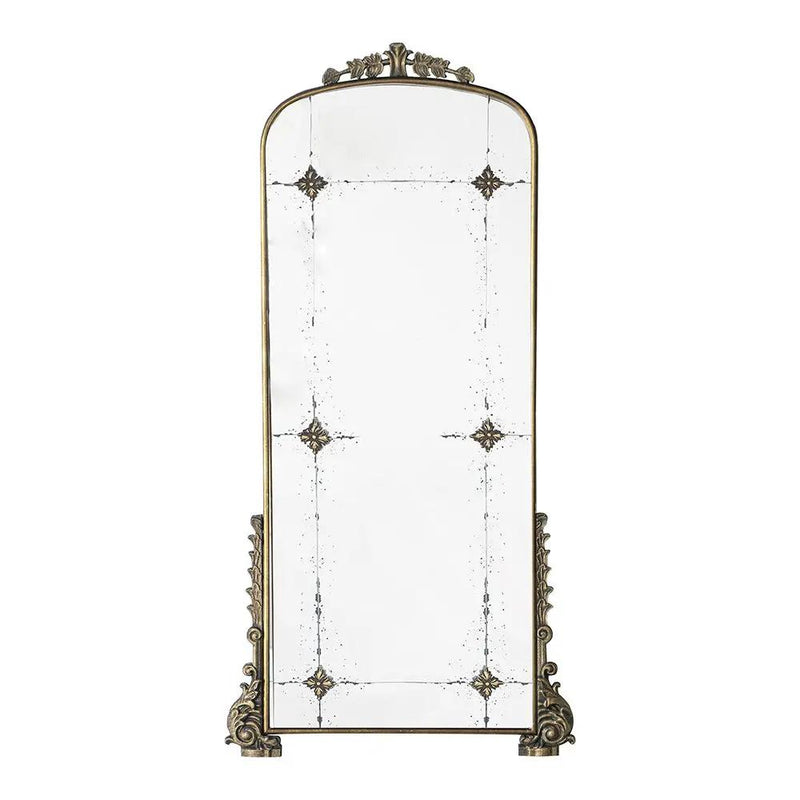 Antique Arched Mirror With Metal Frame, Full Length Mirror For Living Room Bathroom Entryway - Gold by HouseOfZazla