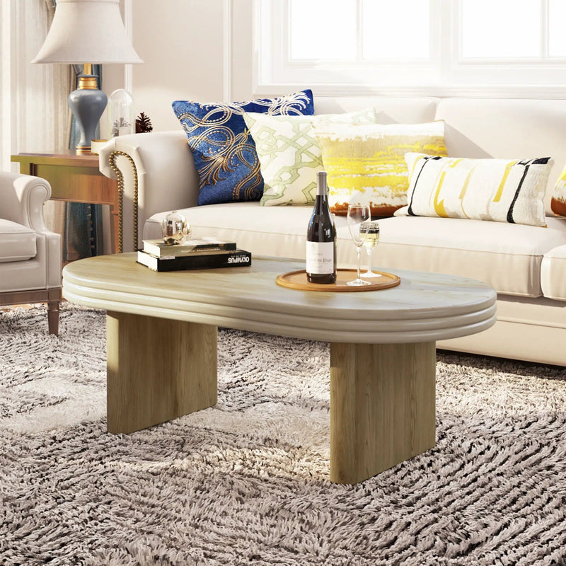 Oval Fluted Coffee Table - Natural by Unique Piece Furniture