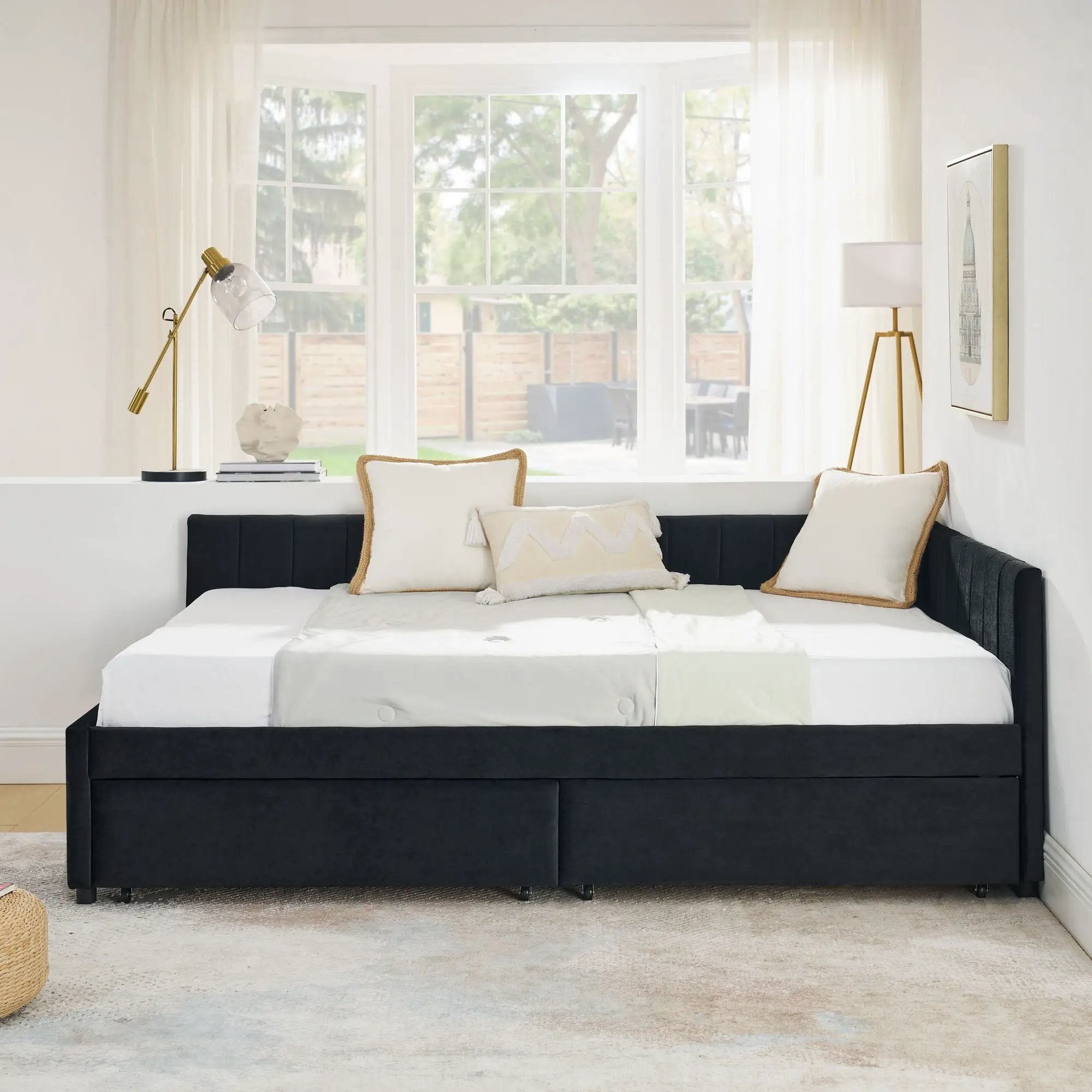Upholstered Tufted Daybed Frame With Storage Drawers by Unique Piece Furniture