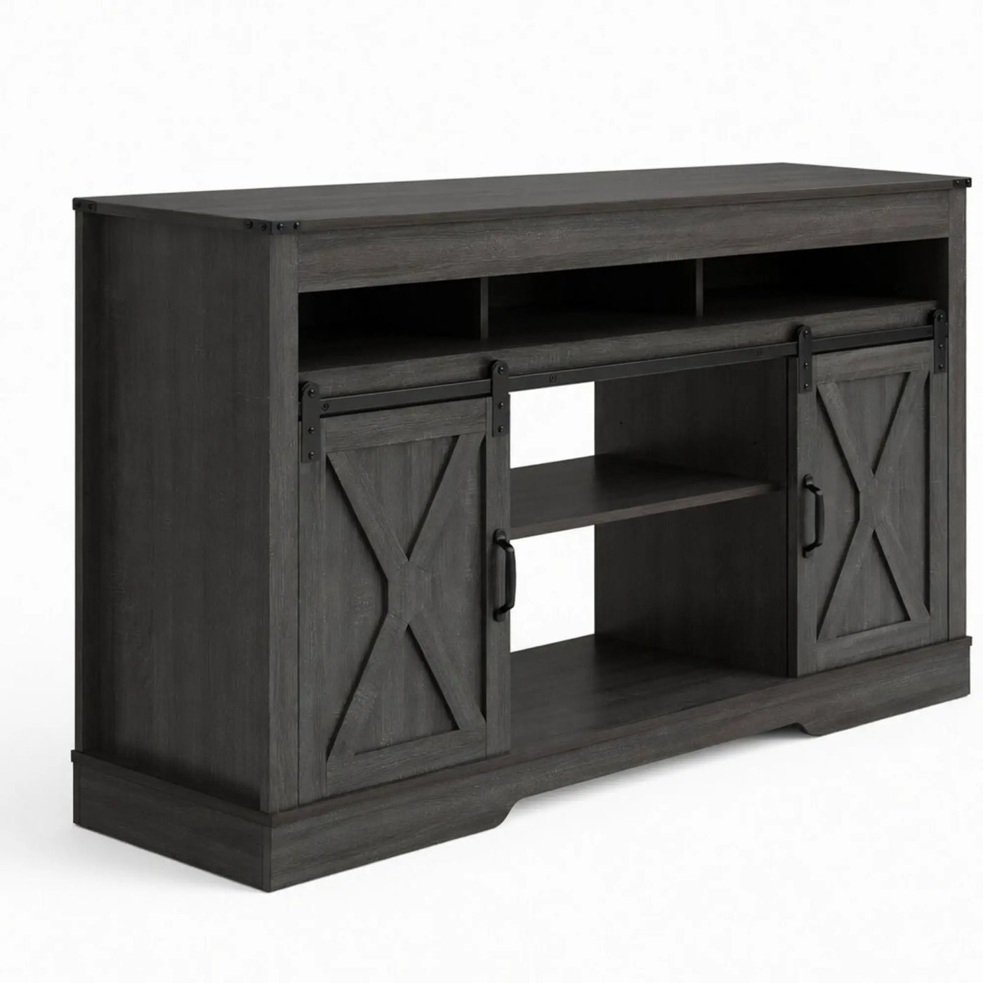 Farmhouse TV Stand With Sliding Barn Doors & Adjustable Storage by HouseOfZazla