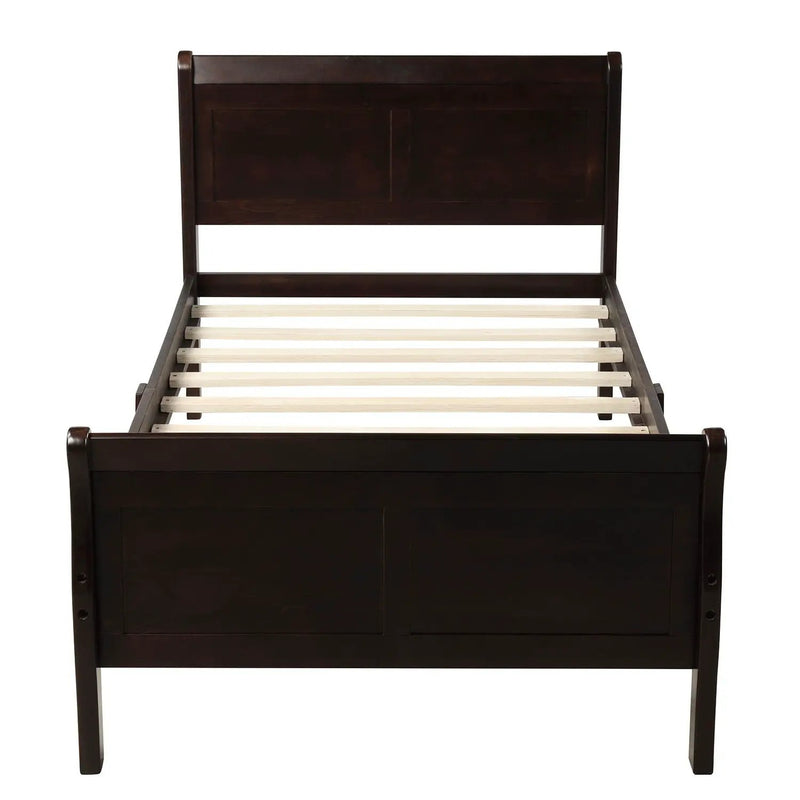 Platform Bed Frame Mattress Foundation Sleigh Bed With Headboard / Footboard / Wood Slat Suppor by HouseOfZazla