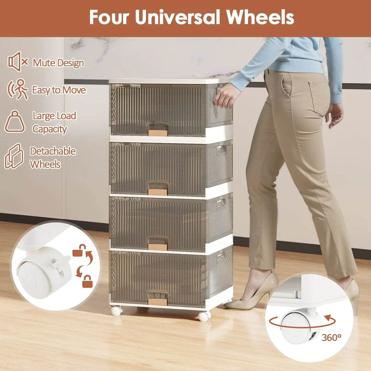 3/4/5/6-Cube Stackable Storage Bins with Detachable Wheels, photo 29 of 32