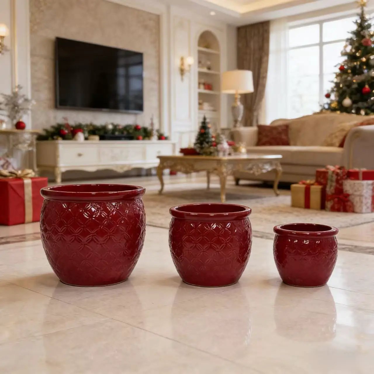 Handmade Ceramic Flower Pot Set of 3 by HouseOfZazla