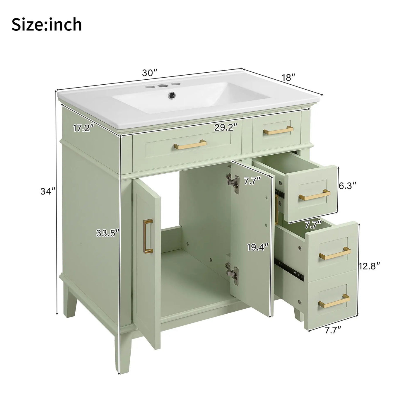 Modern Bathroom Vanity With Ceramic Sink, Soft Close Storage Cabinet by Unique Piece Furniture