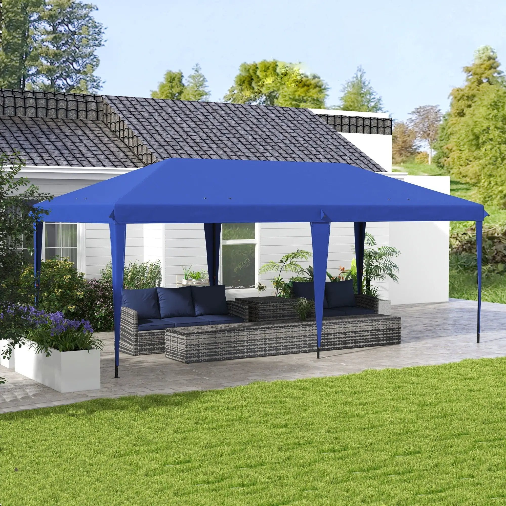 Outsunny - 10' x 19.2' Pop Up Canopy Tent, Heavy Duty Tent For Parties, Outdoor Instant Gazebo Sun Shade Shelter With Carry Bag For Catering, Events, Wedding, Backyard Bbq by Unique Piece Furniture