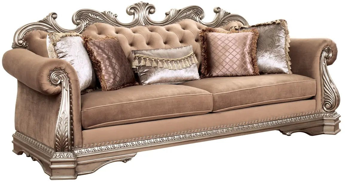 Northville - Sofa With 5 Pillows - Velvet & Antique Silver by Unique Piece Furniture