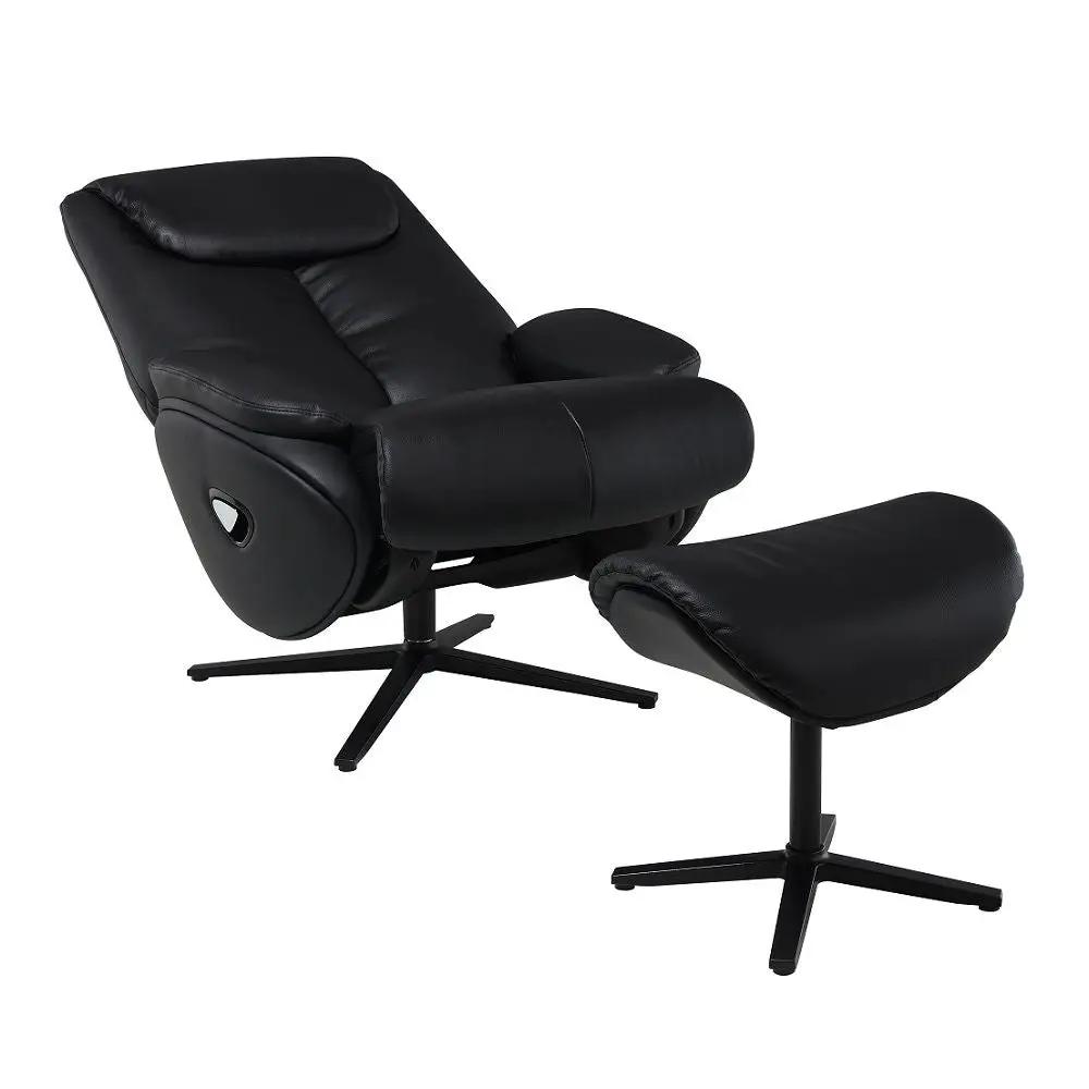 Labonita - Motion Accent Chair With Swivel & Ottoman - Black Top Grain Leather & Black by Unique Piece Furniture