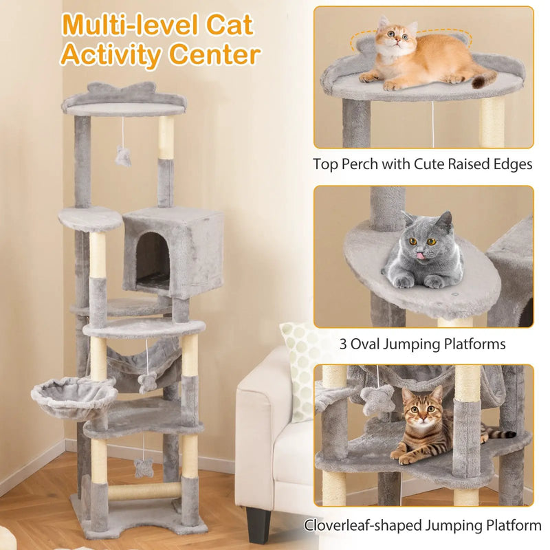 69 Inch Multi-level Cat Tree with Top Perch and Cozy Condo by DirectDeals