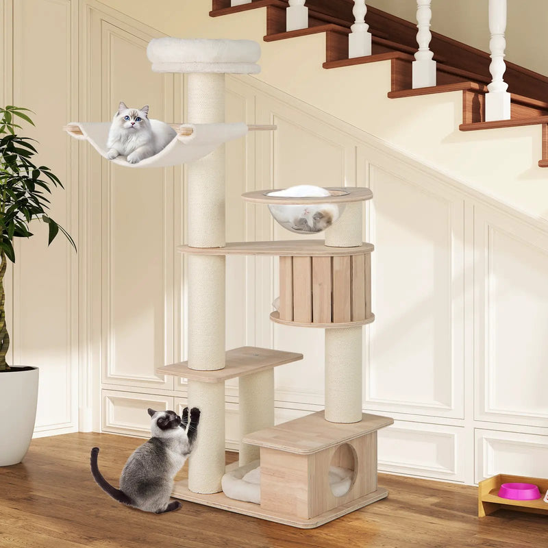 69 Inches Tall Cat Tree with Cozy Top Perch and Washable Plush Cushions by DirectDeals