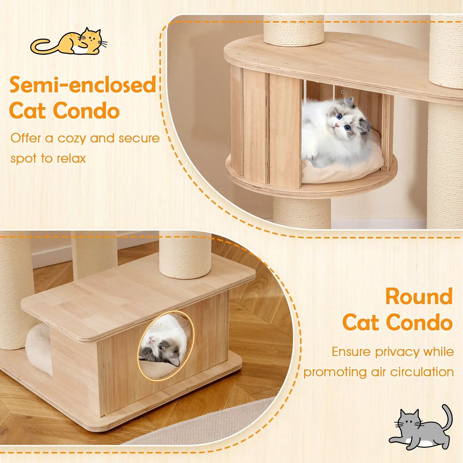 69 Inches Tall Cat Tree with Cozy Top Perch and Washable Plush Cushions by DirectDeals