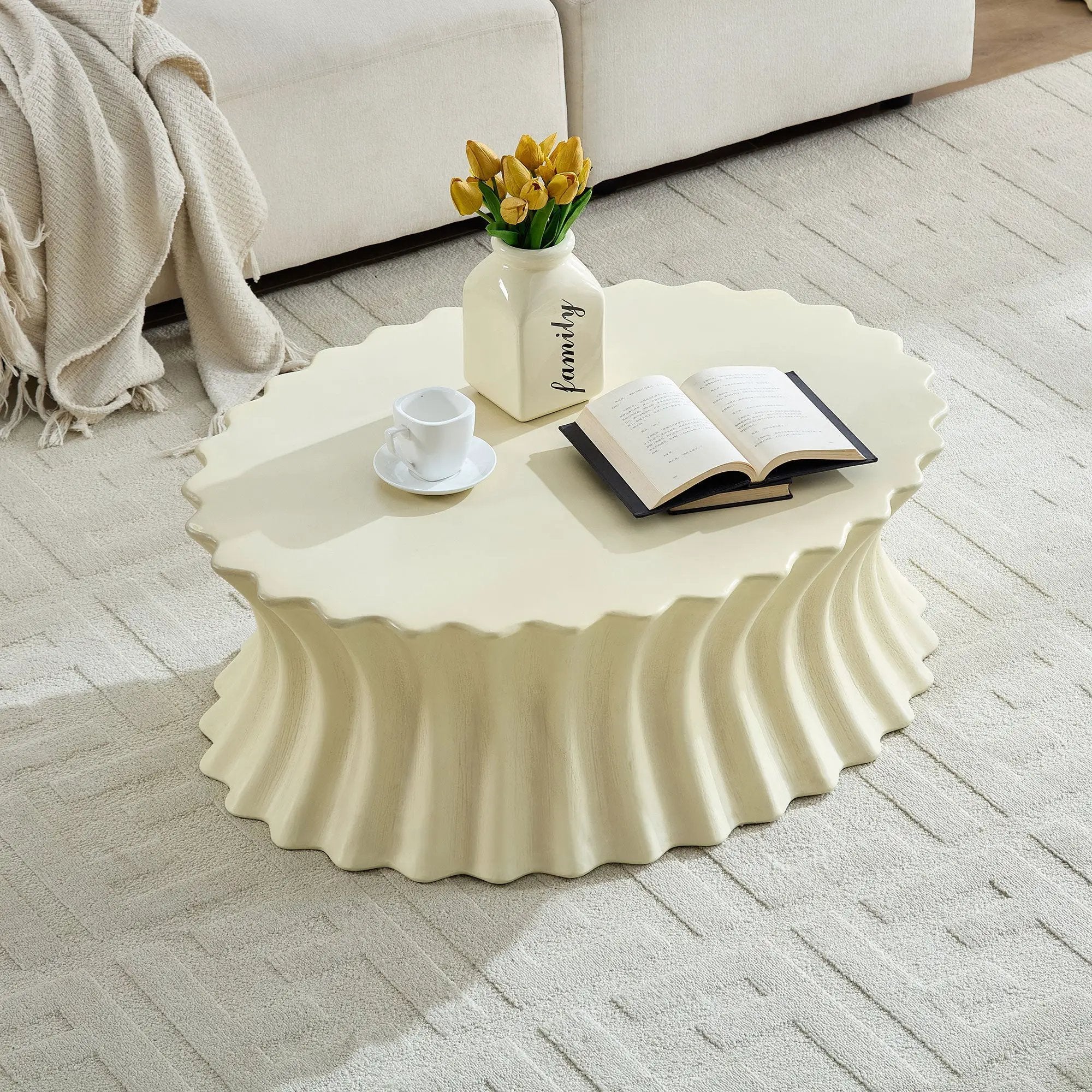 35.04 Inch Oval Coffee Table - Vintage Sturdy Fiberglass by HouseOfZazla