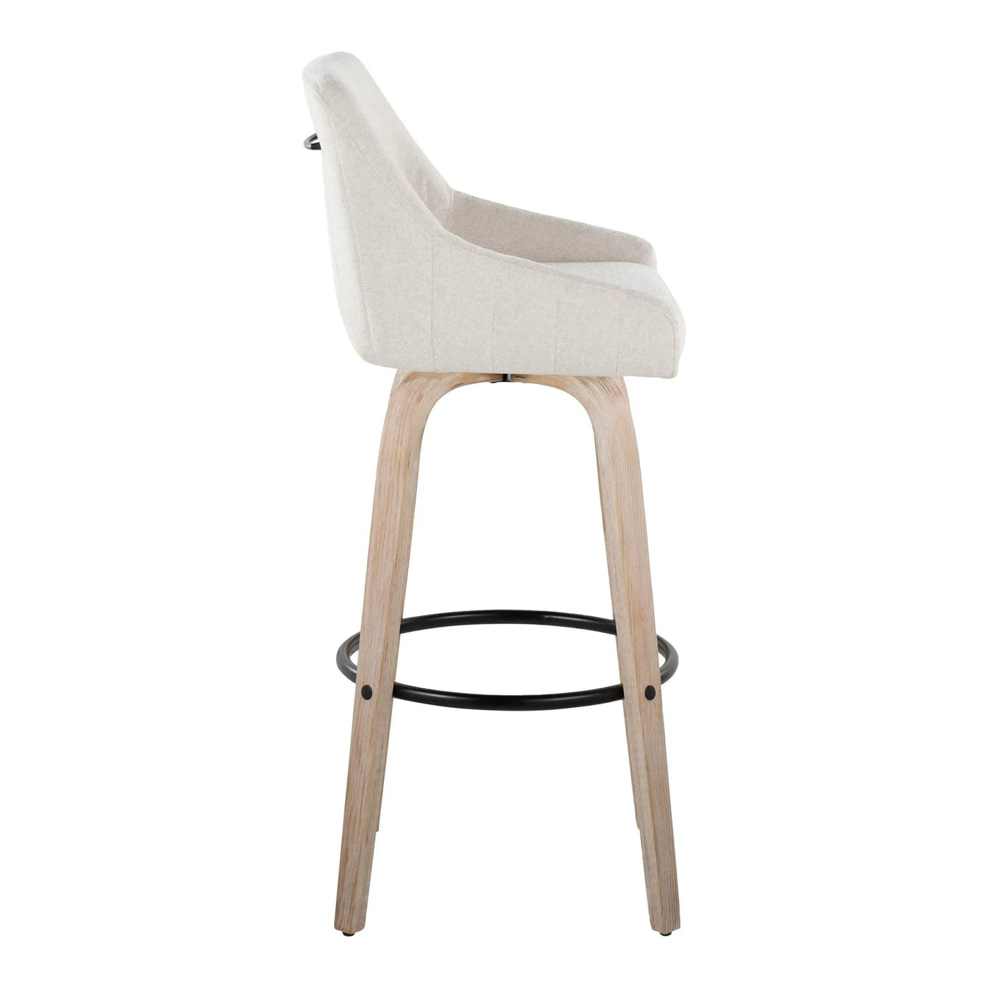 Hannah - Transitional Fixed Height Barstool With Swivel With Round Footrest (Set of 2) by HouseOfZazla