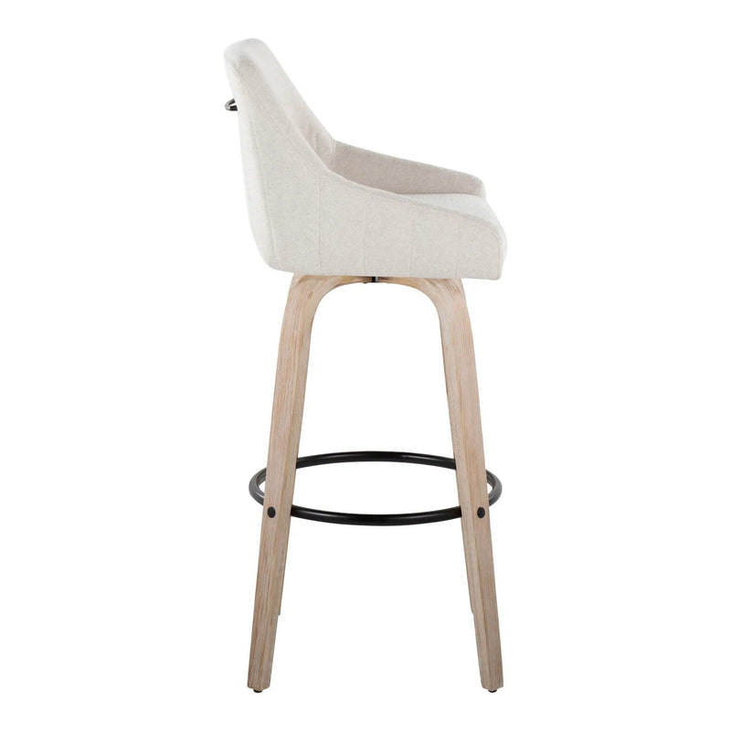 Hannah - Transitional Fixed Height Barstool With Swivel With Round Footrest (Set of 2) by HouseOfZazla