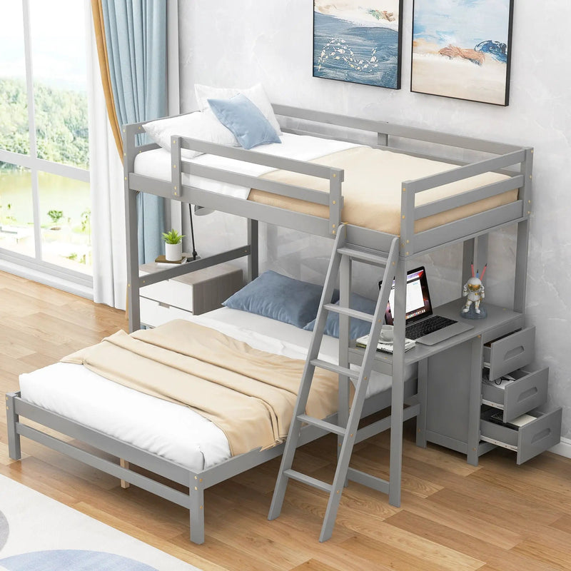 Bunk Bed With Built In Desk And 3 Drawers by Unique Piece Furniture