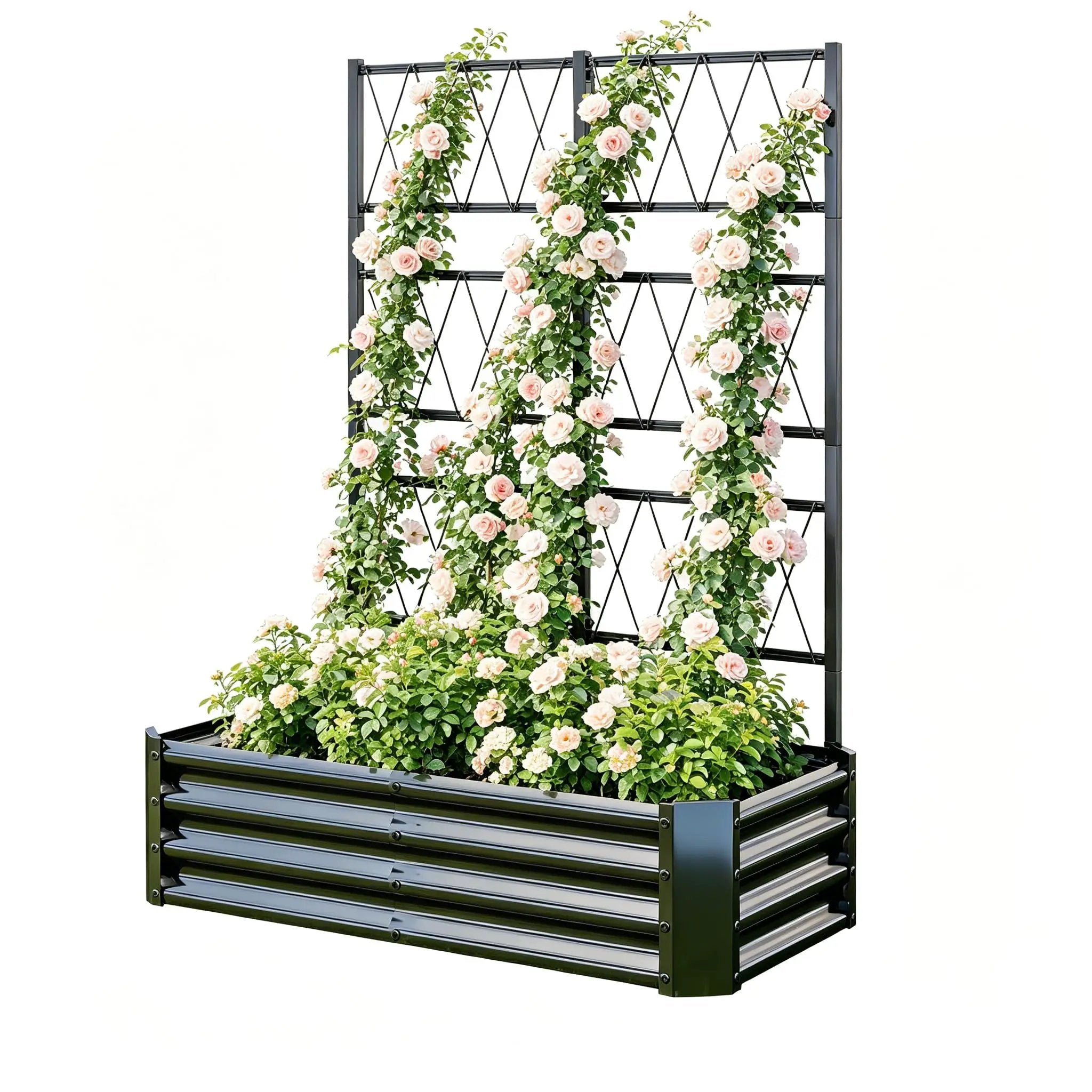 Galvanized Raised Garden Bed with Arch Trellis by HouseOfZazla