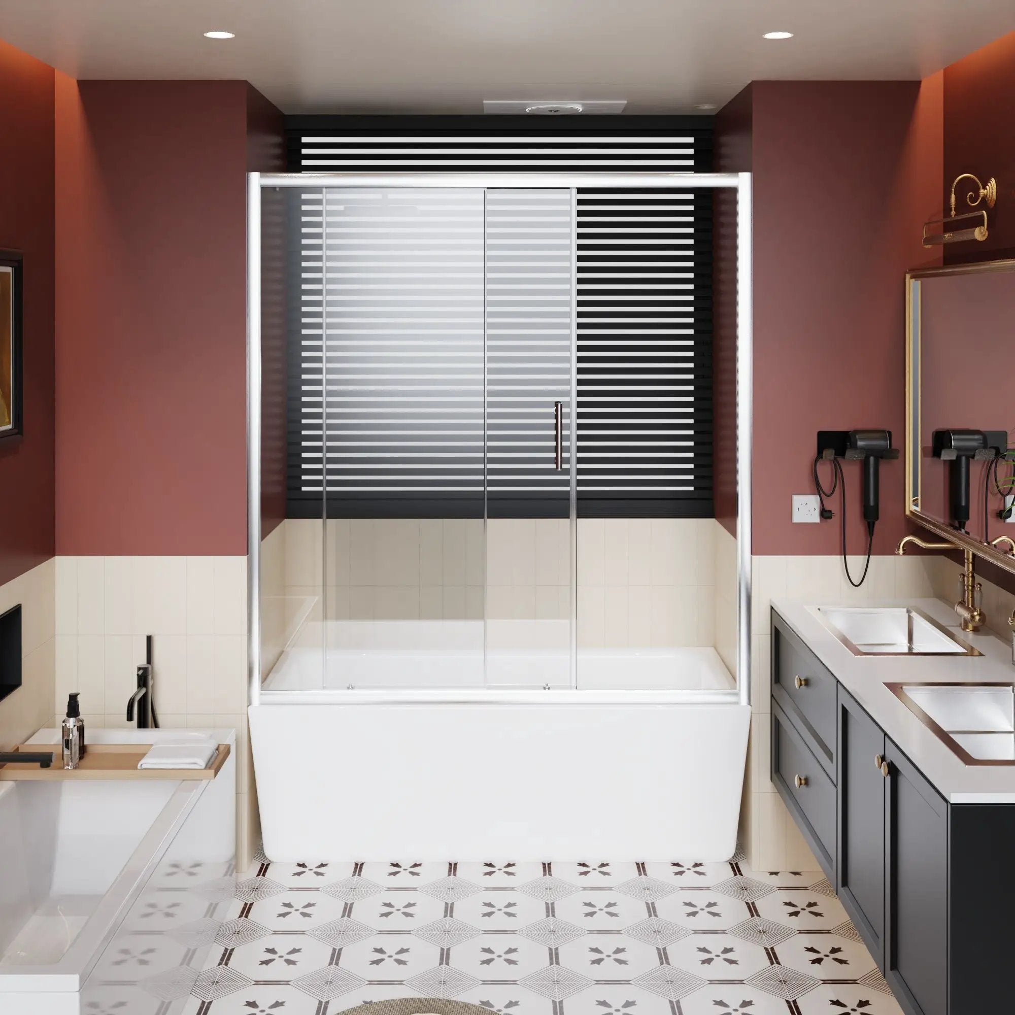 Single Sliding Shower Door For Bathtub With Handle - Chrome by HouseOfZazla