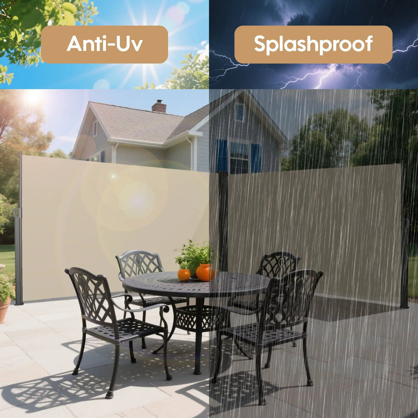 Retractable Side Awning, Waterproof And UV Resistant, Privacy Screen For Patio by Unique Piece Furniture