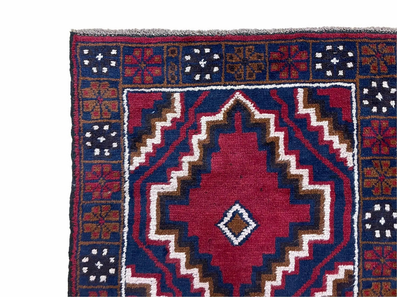 3 X 5 Vintage Handmade Tribal Wool Rug Balouchi Rug Afghan Rug Red Beige Nice by Jewel Rugs