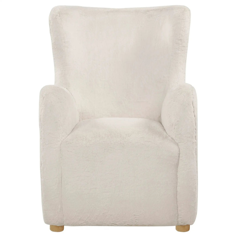 Thornton Faux Fur Upholstered Wingback Lounge Accent Chair Ivory by Unique Piece Furniture