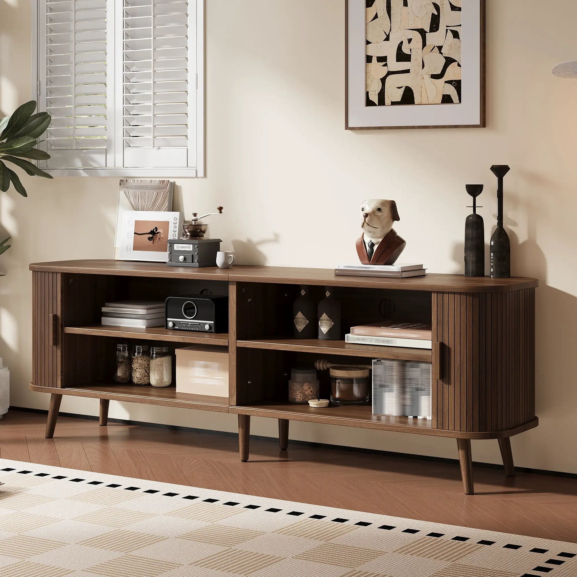 70" TV Stand, Media Center With Ample Storage - Dark Brown by Unique Piece Furniture