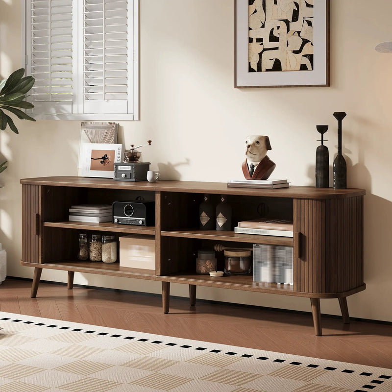 70" TV Stand, Media Center With Ample Storage - Dark Brown by Unique Piece Furniture