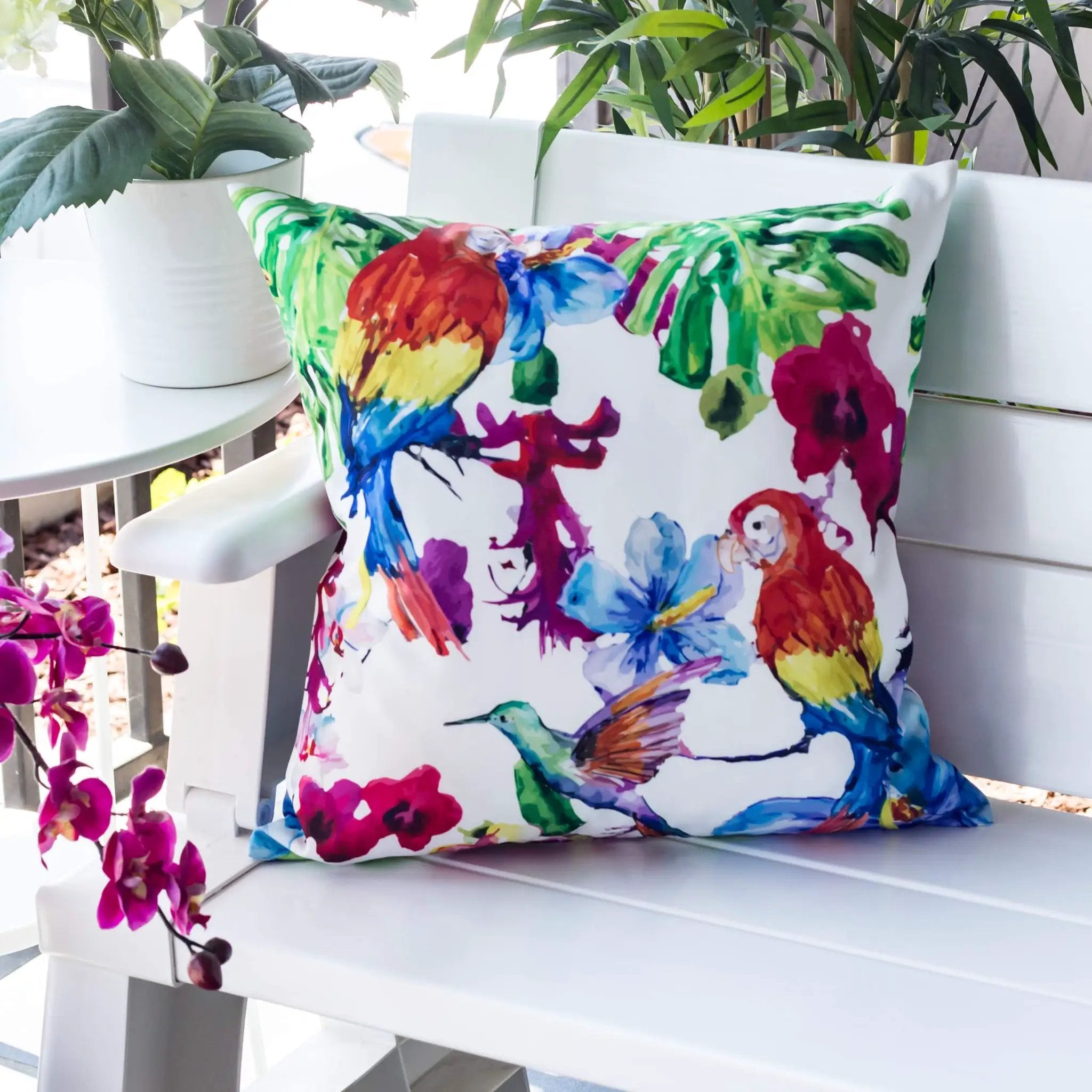 Tropical Parrot Outdoor & Indoor Pillow Set of 2 by HouseOfZazla