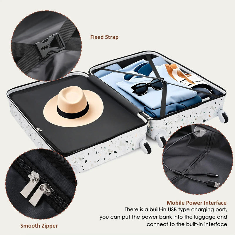 Luggage Set of 3 with USB Port and Spinner Wheels by HouseOfZazla