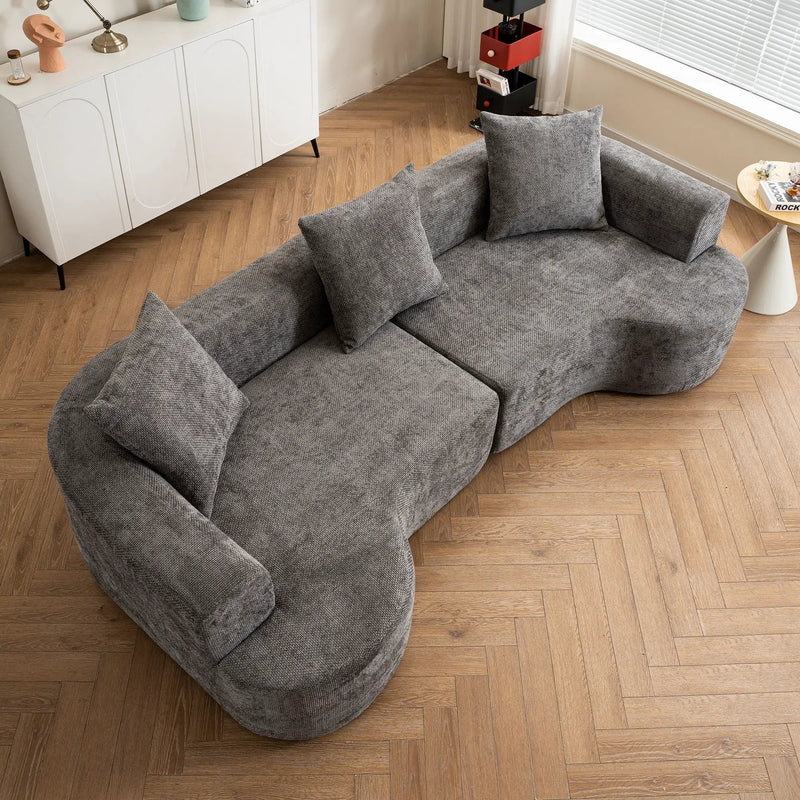Modern Style Ultra Smooth Curved Sofa With 3 Pillows by HouseOfZazla