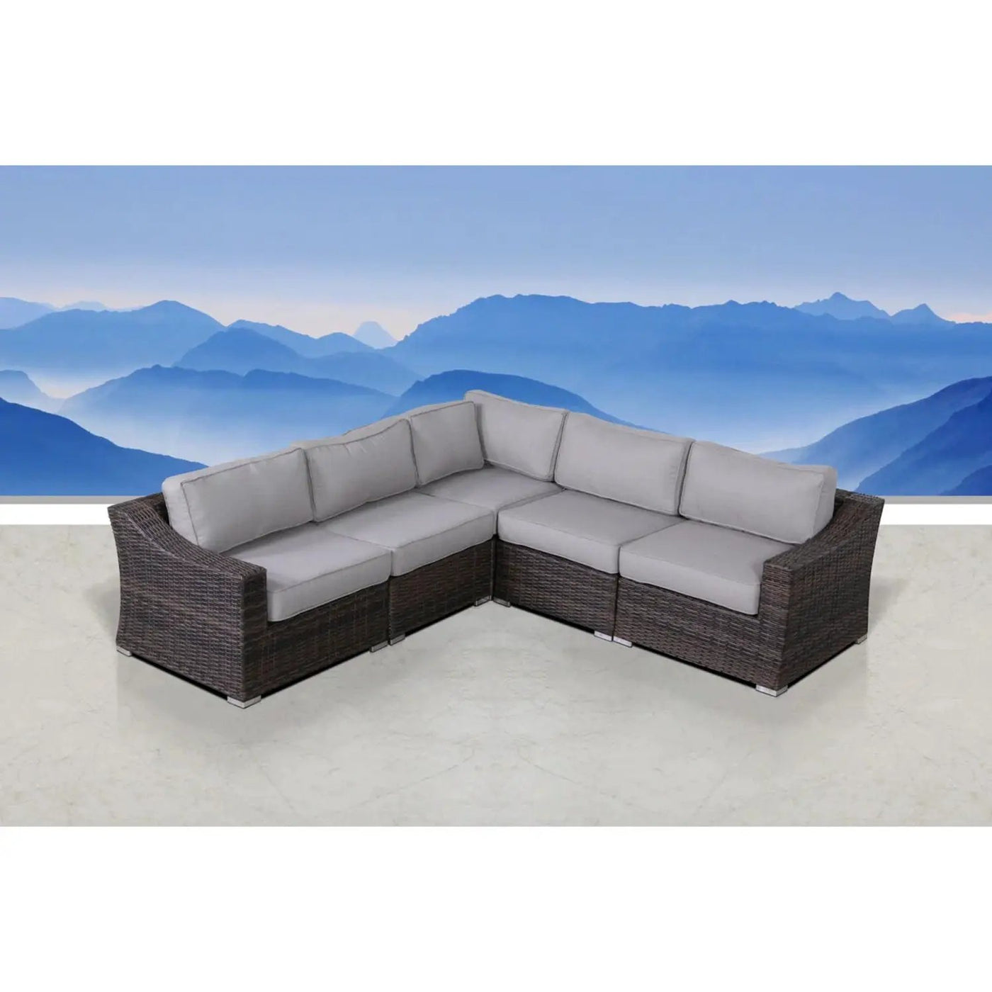 Contemporary Outdoor Rattan Wicker Sectional Seating Group With Cushions by HouseOfZazla