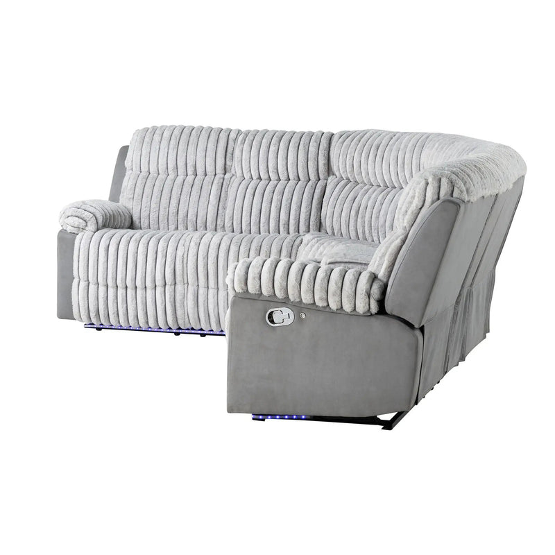 Bruni - Sectional Sofa With LED Lighting And Manual Recline - Gray by Unique Piece Furniture