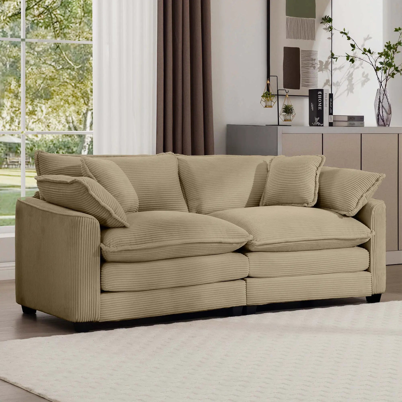 Modern 2 Seater With 4 Pillows, Upholstered Deep Seating Loveseat by HouseOfZazla