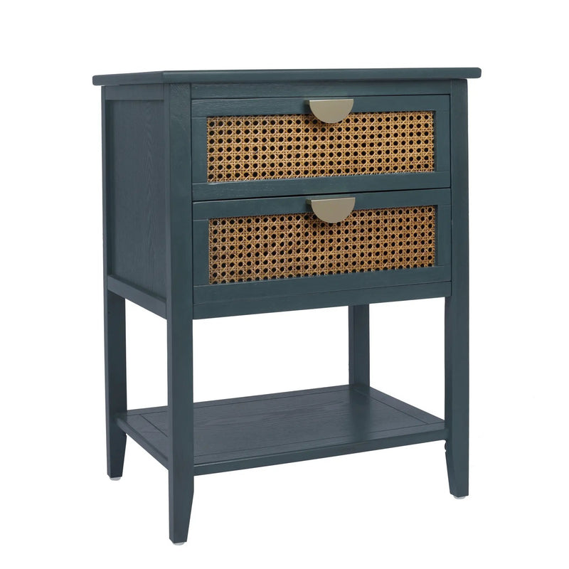 2 Drawer Side Table, Natural Rattan by HouseOfZazla