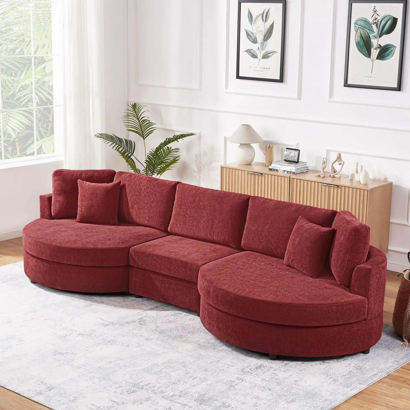 Modern 3 Seater Upholstered Sofa With Curved Design by HouseOfZazla