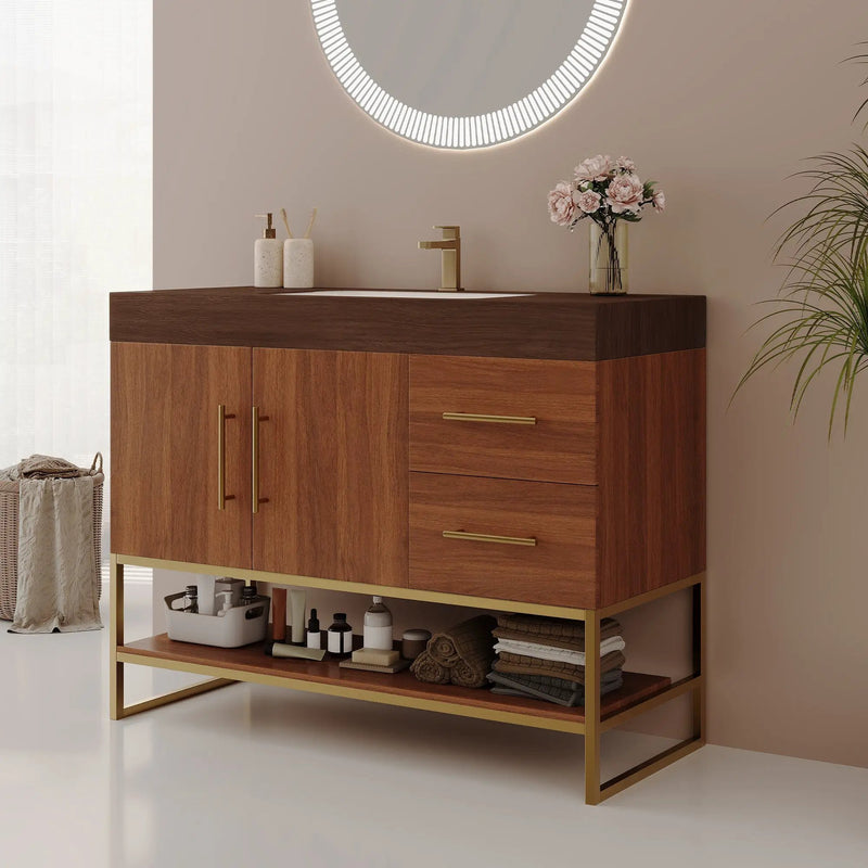36" Modern Free-Standing Bathroom Vanity with Seamless Ceramic Sink by HouseOfZazla