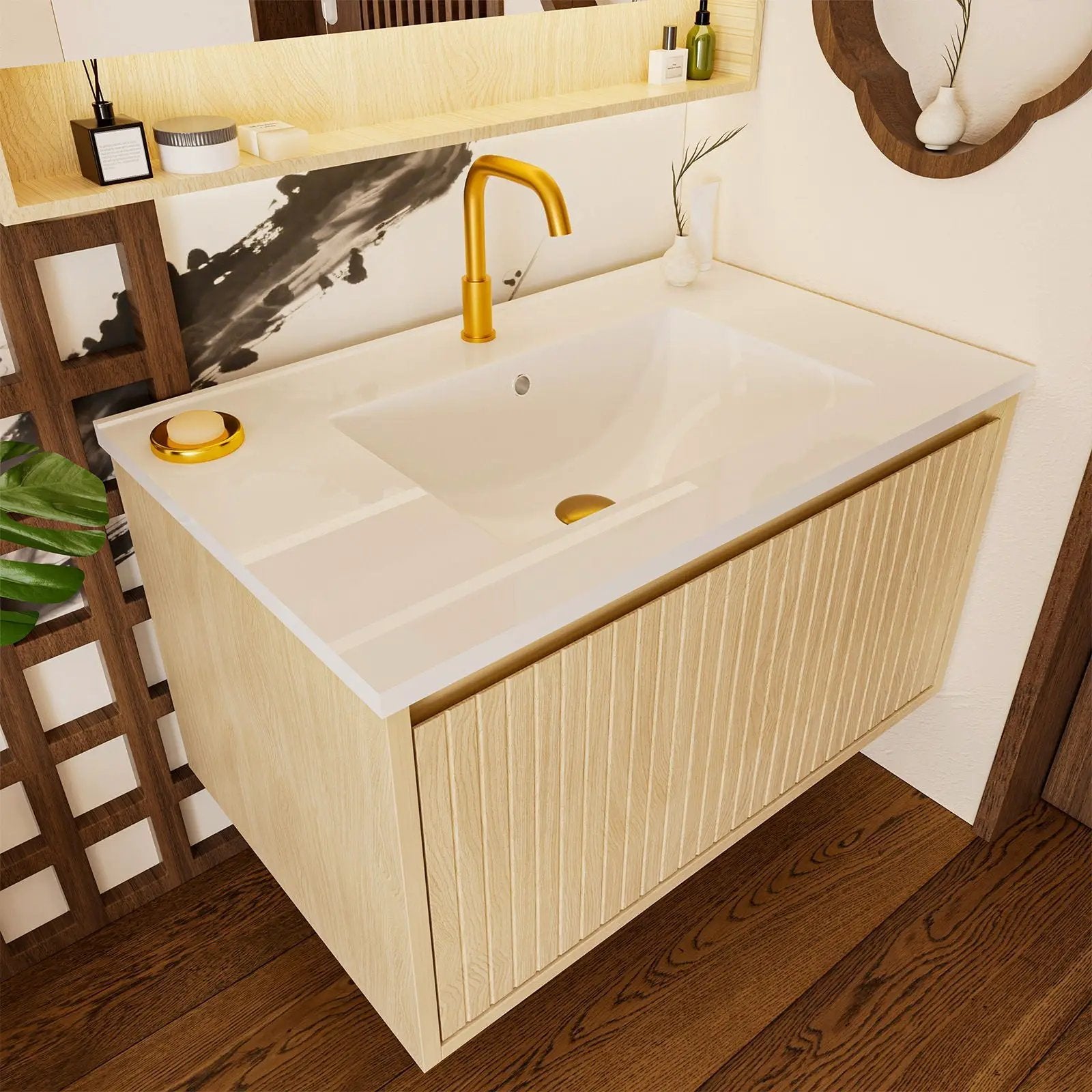 Wall Mounted Floating Bathroom Vanity With Sink And Drawers by Unique Piece Furniture