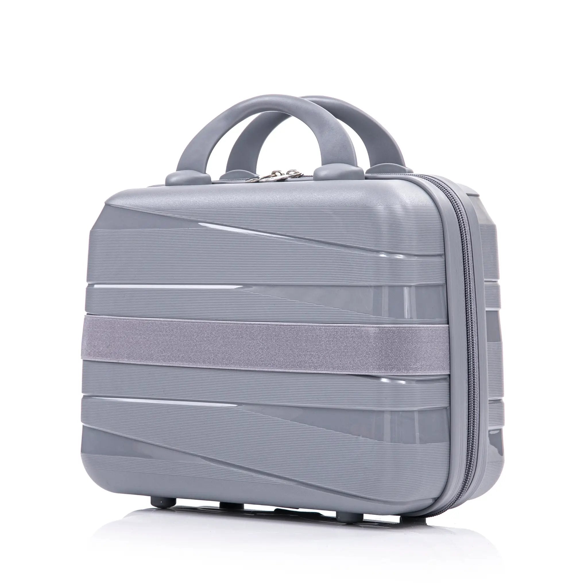 4-Piece PP Spinner Wheel Luggage Set with Cosmetic Case, Light Gray by HouseOfZazla