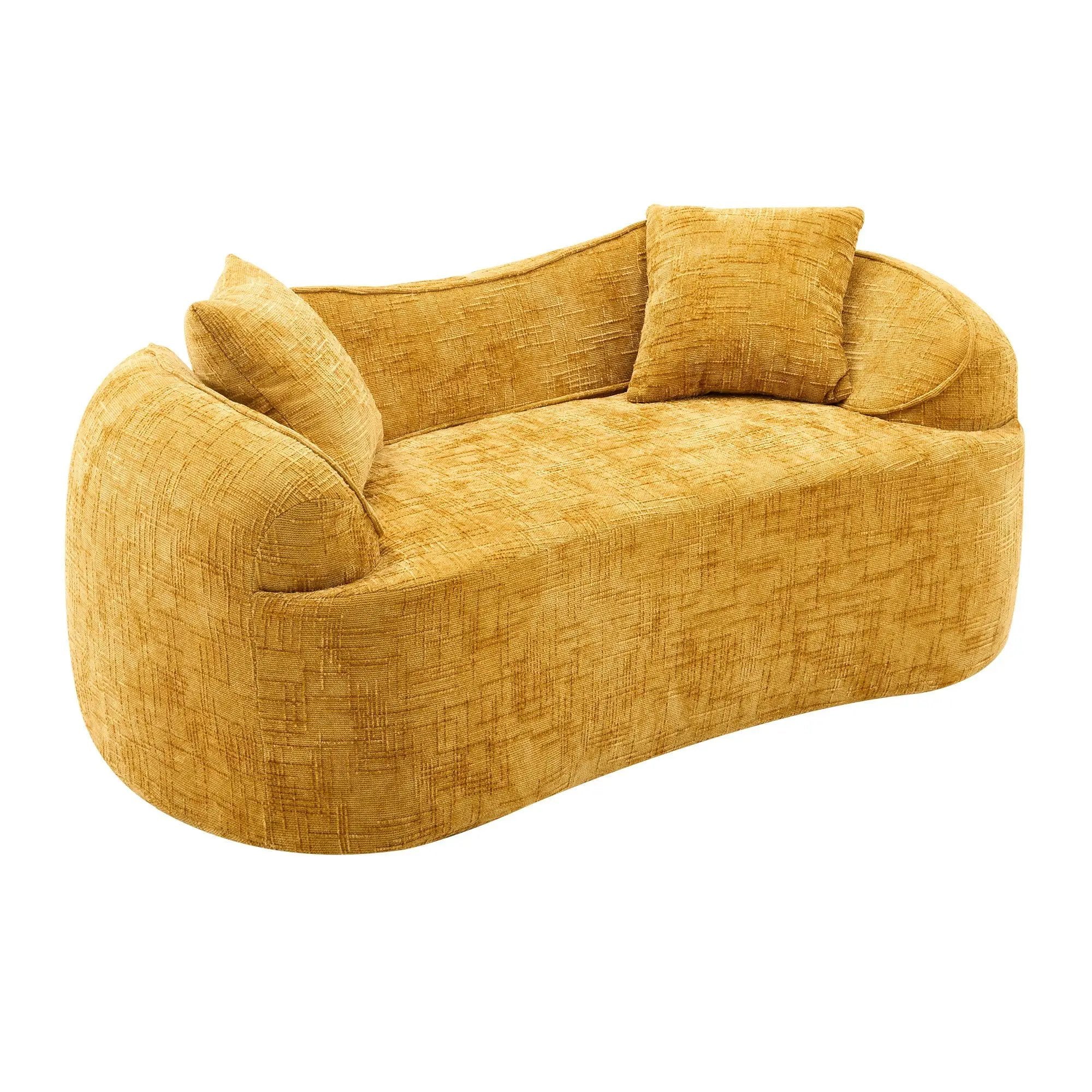 Curved 2 Person Compress Sofa With Armrests, Includes Pillows by Unique Piece Furniture