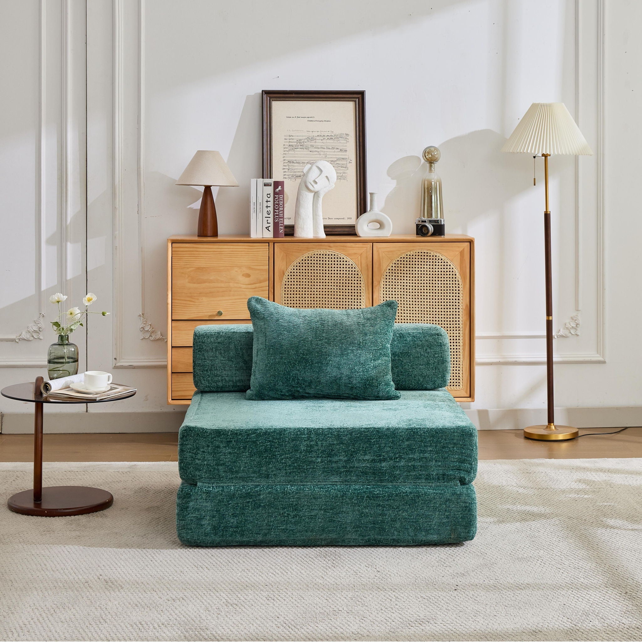 Convertible Floor Sofa Bed With Fixed Shape Frame For Living Room