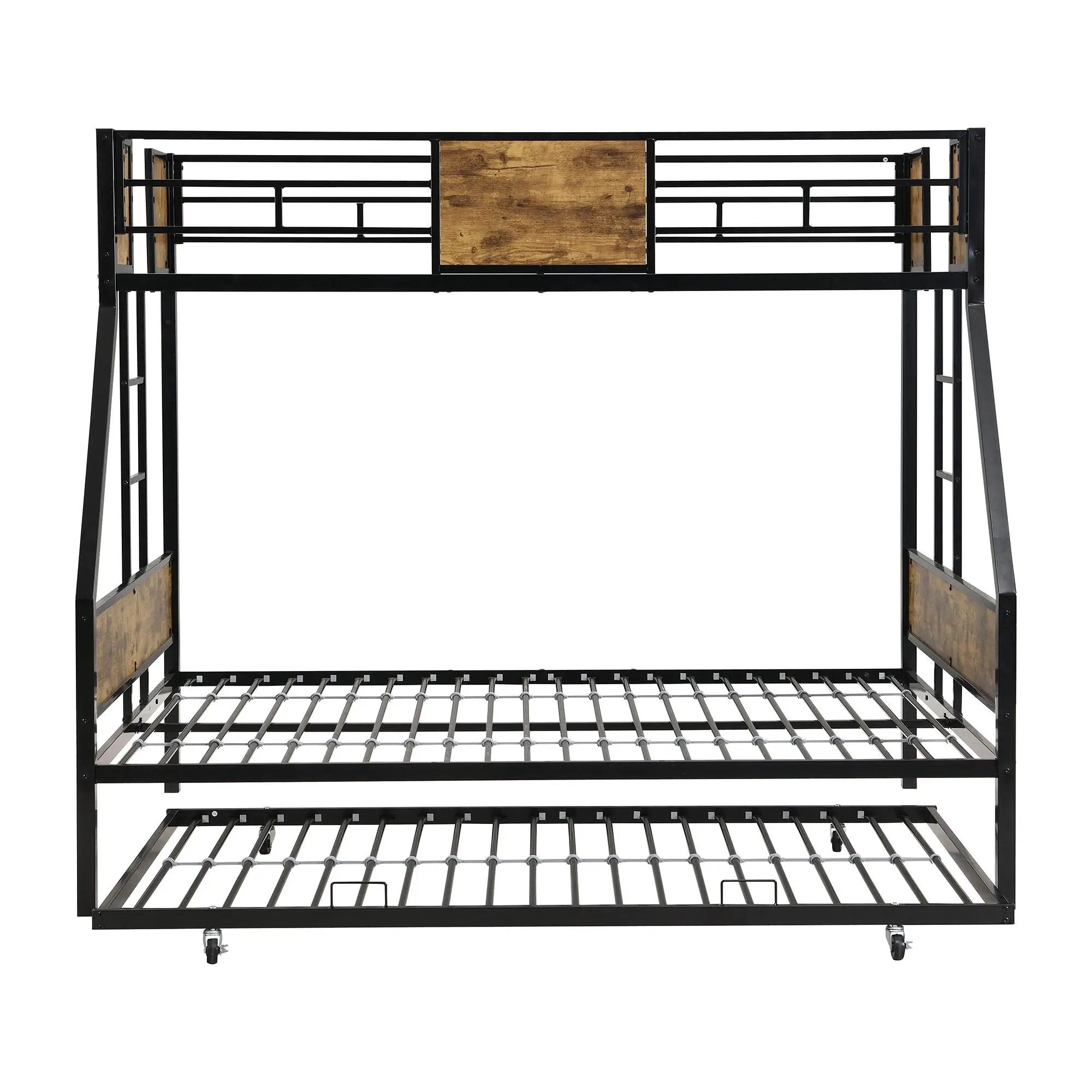 Modern Metal Bunk Bed With Side Ladders And Guardrail by Unique Piece Furniture