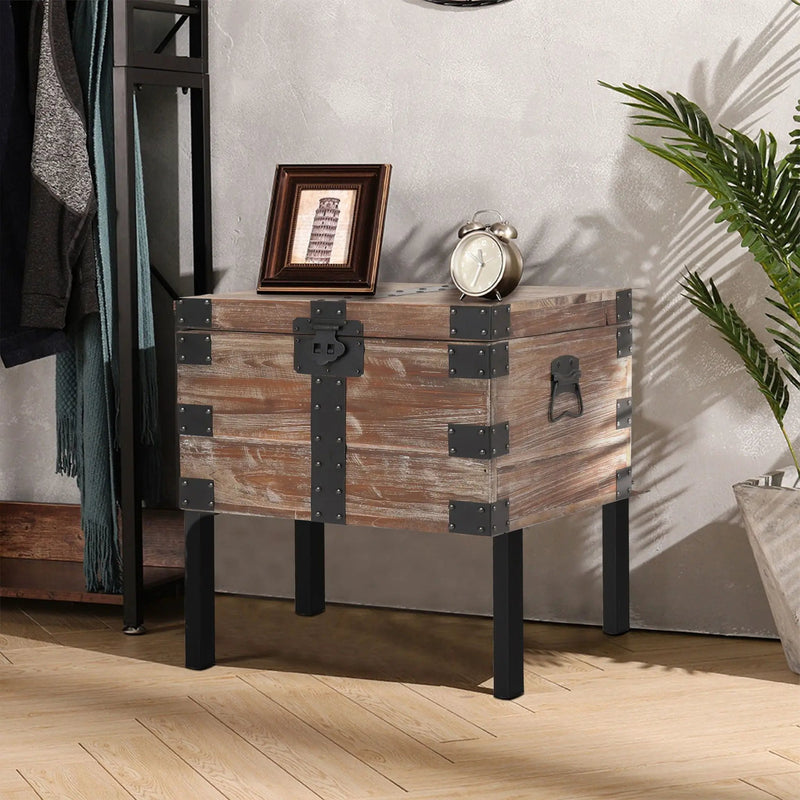Trunk Table And Side Table With Large Storage Dress Up Your Liviing Room (Set of 3) - Antique Gray by Unique Piece Furniture
