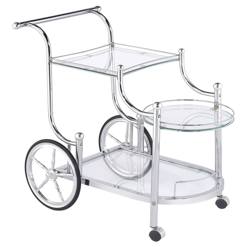 Reia - 3 Tier Cart With Casters & Tempered Glass Design - Chrome by HouseOfZazla