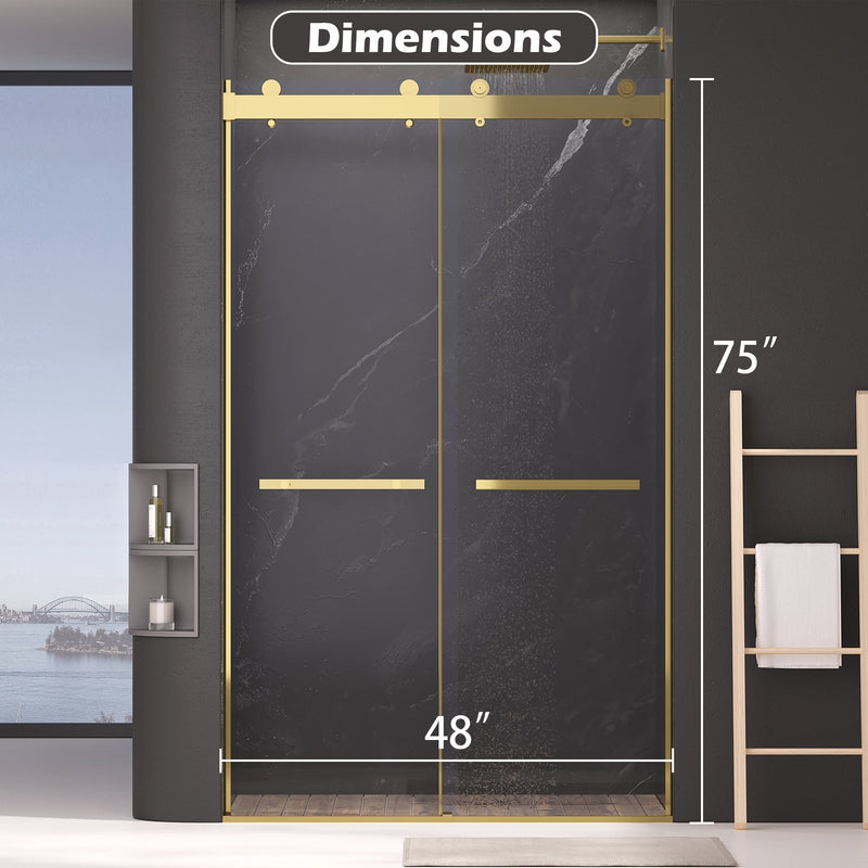 Dual Sliding Frameless Shower Door 44-48 in W x 75 in H by HouseOfZazla
