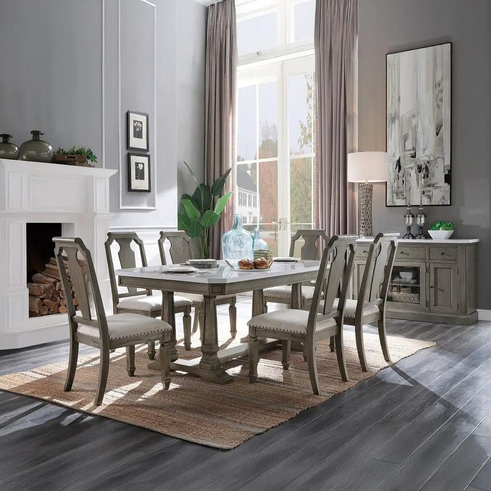 Zumala - Side Chair (Set of 2) - Beige Linen & Weathered Oak by Unique Piece Furniture