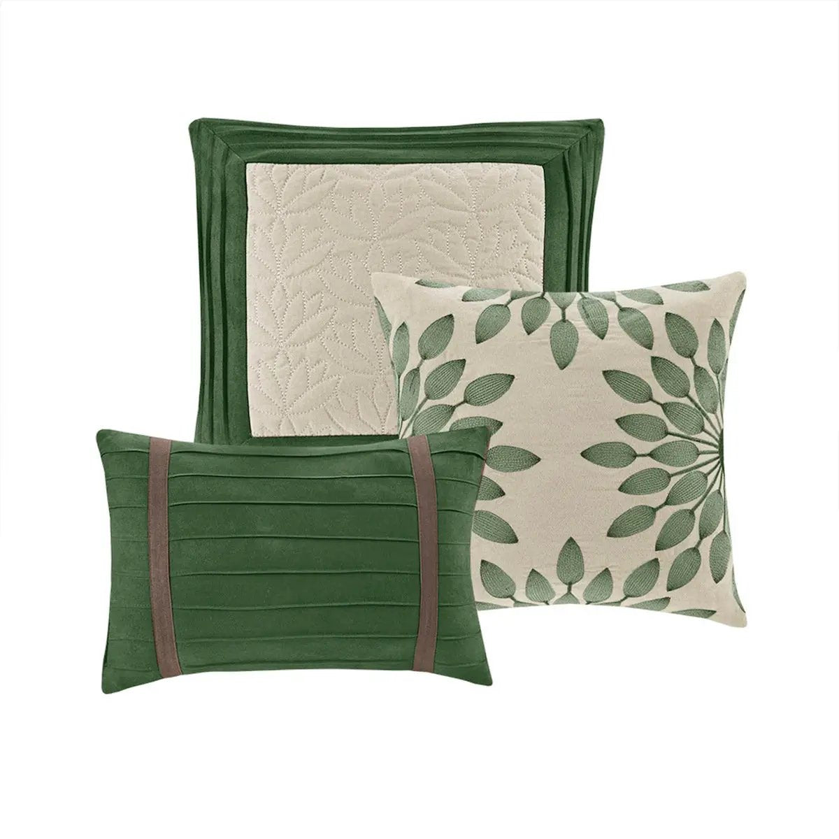 7 Pc Faux Suede Comforter Set Green King by HouseOfZazla