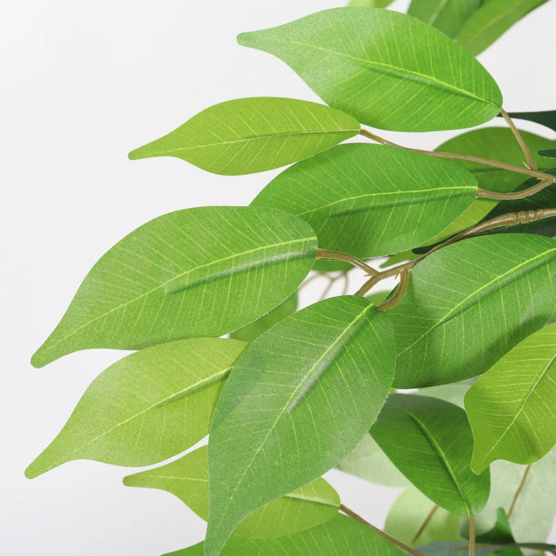 6Ft Artificial Ficus Tree With Natural Trunk In Pot For Indoor Home Office Decor - Green Leaves by Unique Piece Furniture