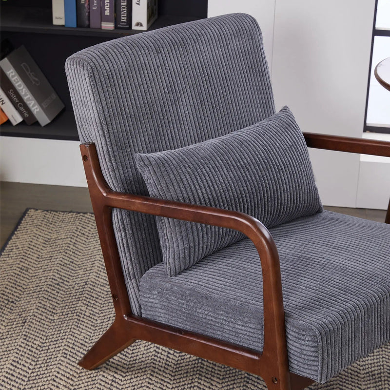 Accent Chair With Pillow And Wood Frame