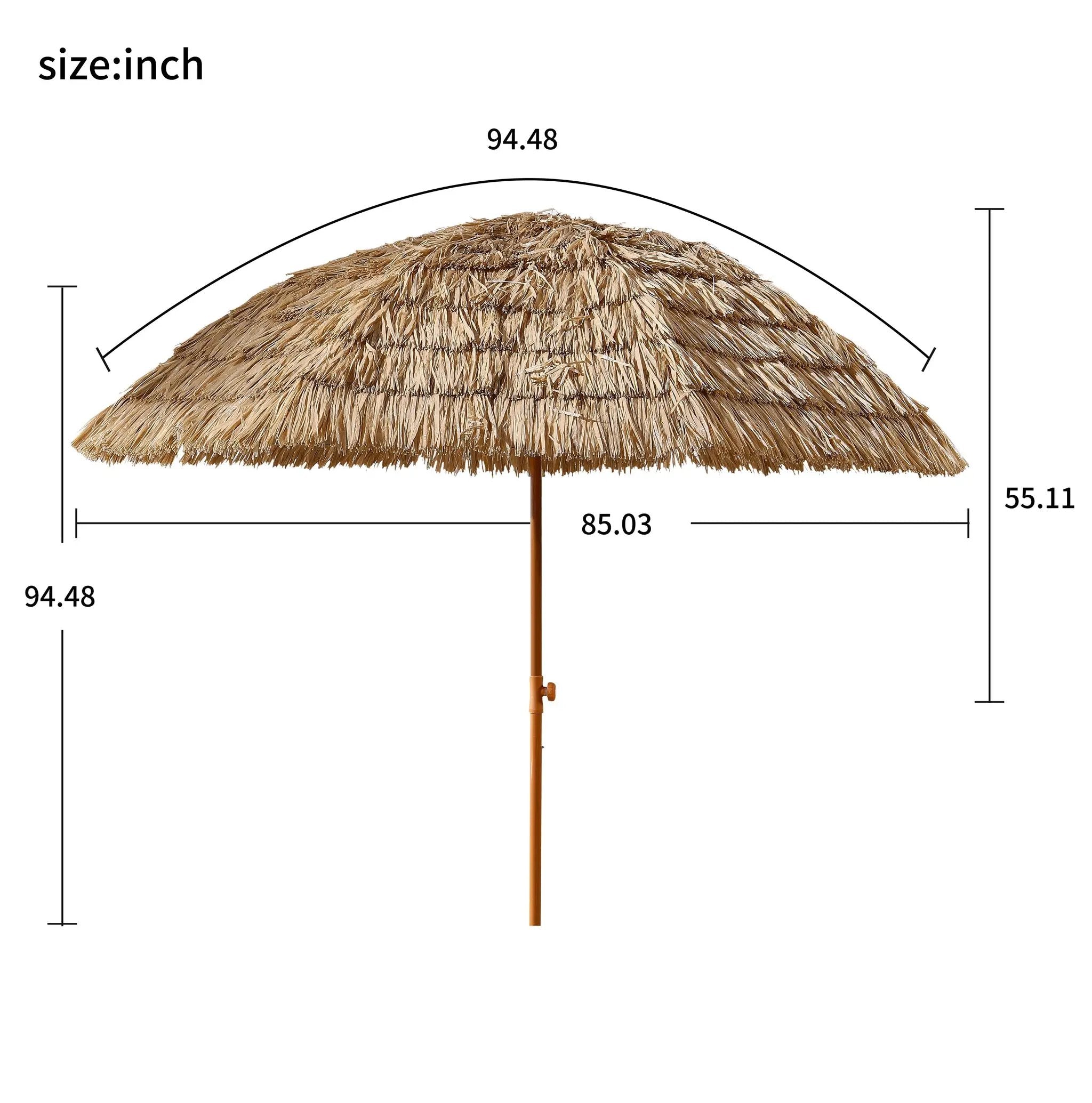 8' Thatched Patio Tiki Umbrella Tropical Palapa by HouseOfZazla