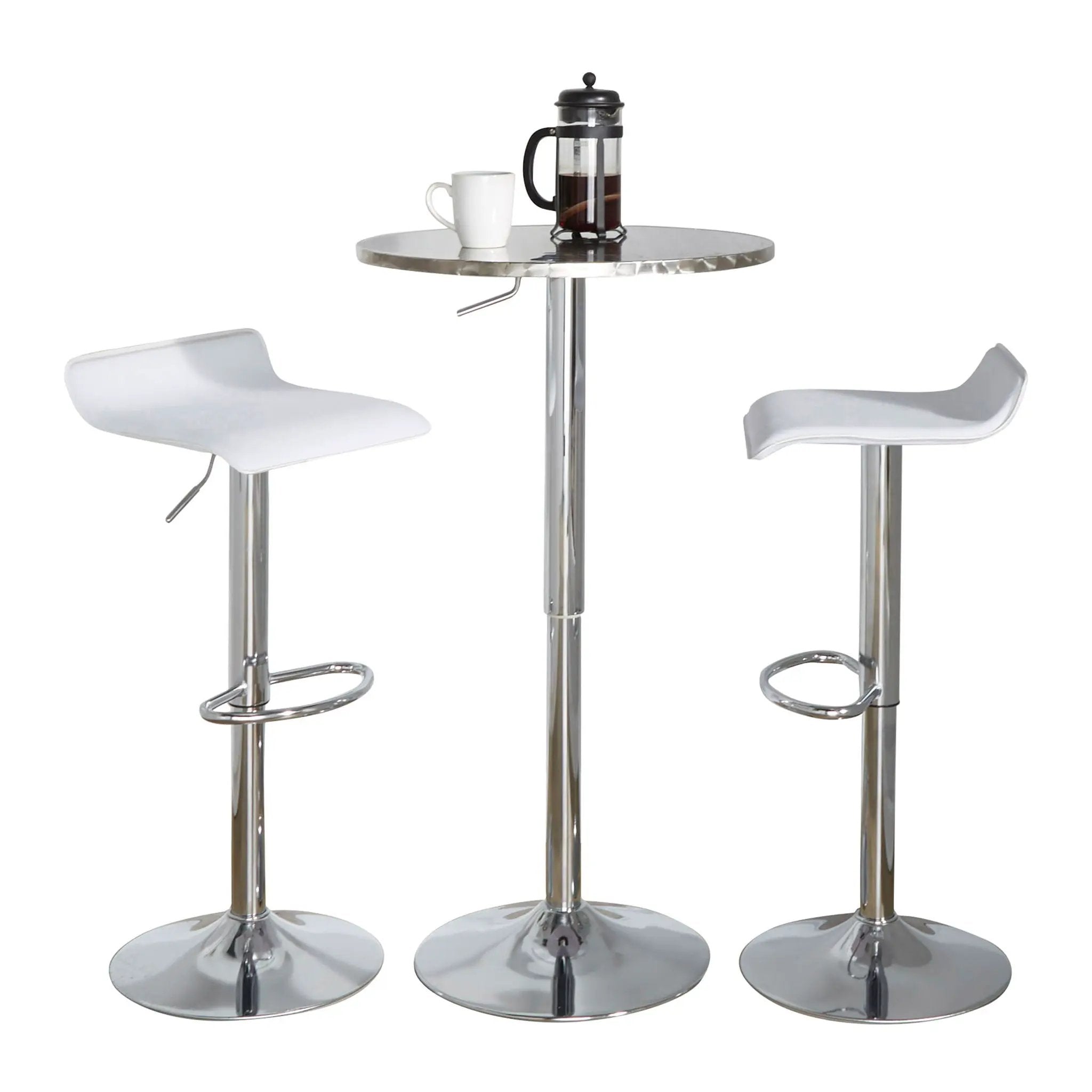 Ale - 3 Piece Bar Set Bistro Round Contemporary Adjustable Oval Footrest by HouseOfZazla