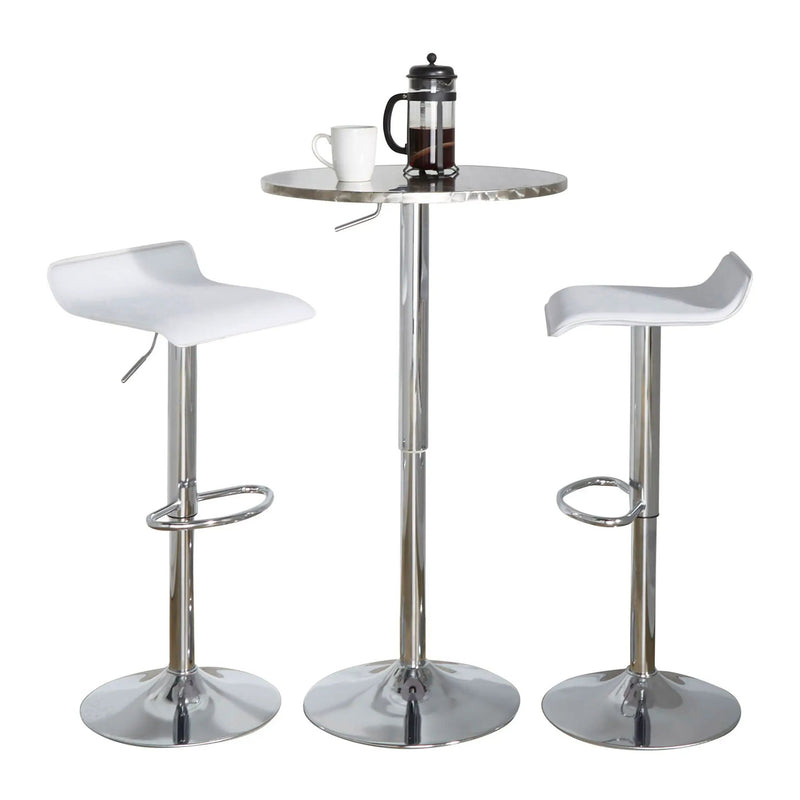 Ale - 3 Piece Bar Set Bistro Round Contemporary Adjustable Oval Footrest by HouseOfZazla