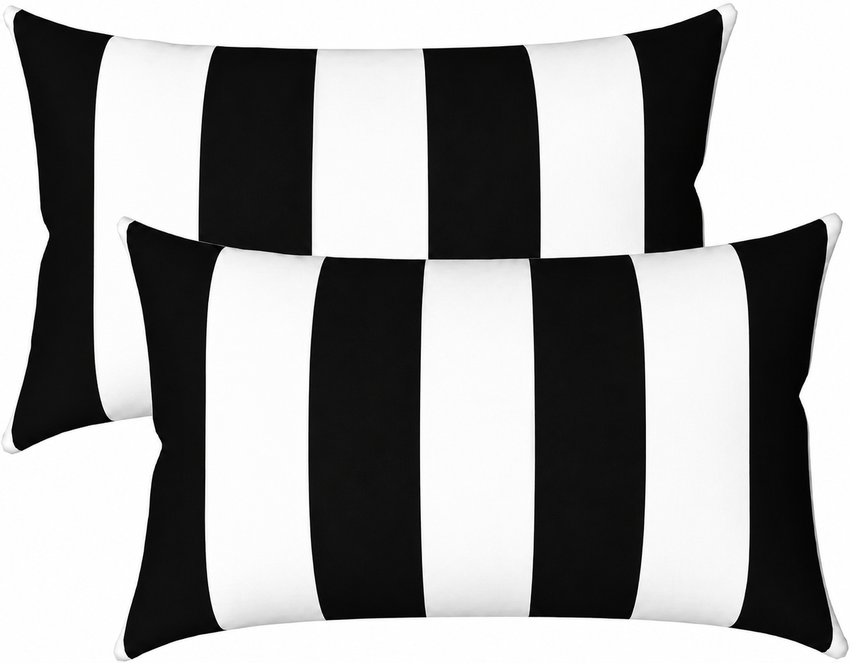 2 Pack Outdoor Lumbar Pillow with Inserts 12x20 Inch by HouseOfZazla